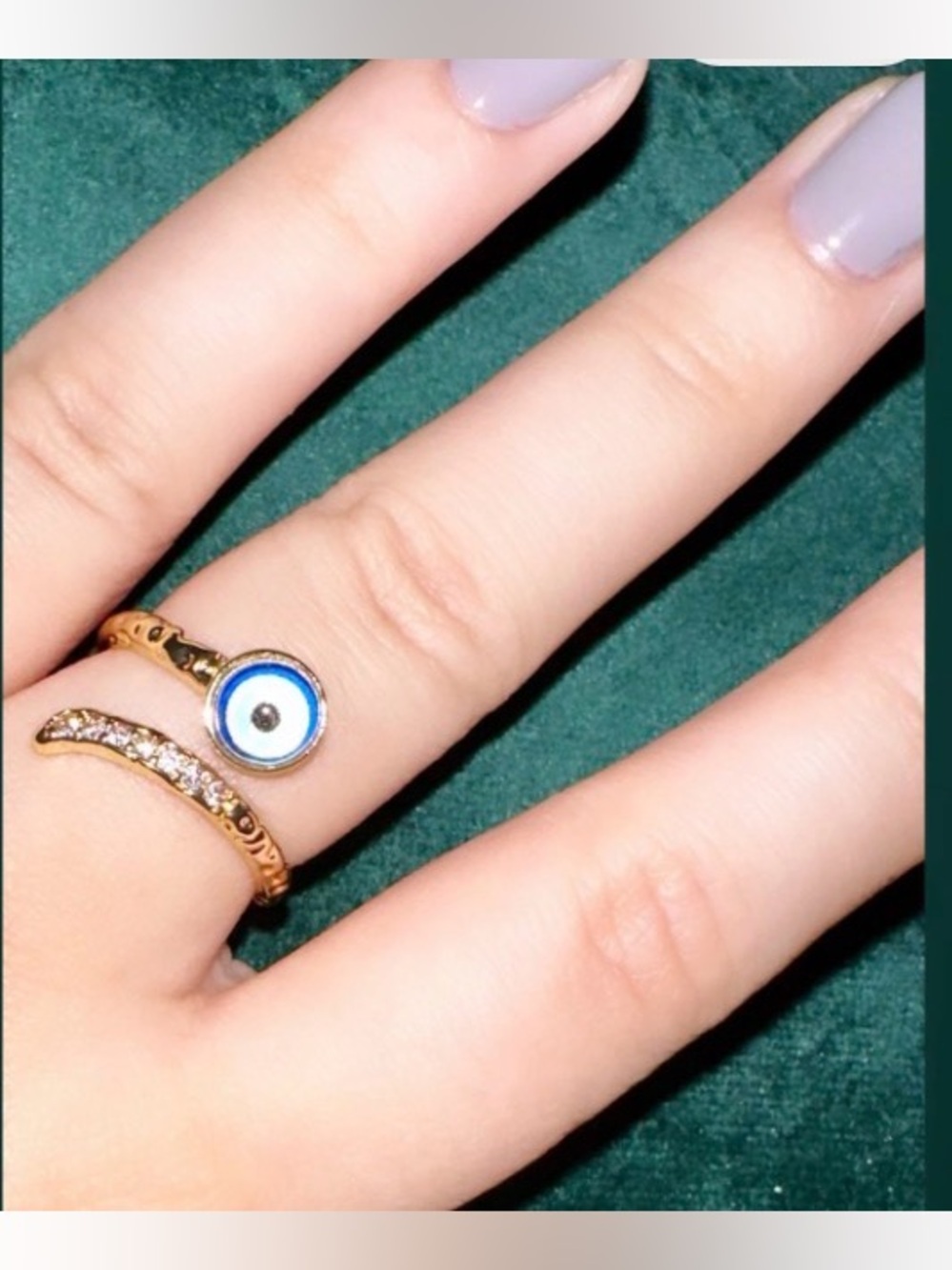 New Evil Eye 14k Gold Plated Dainty Open Ring Adjustable
